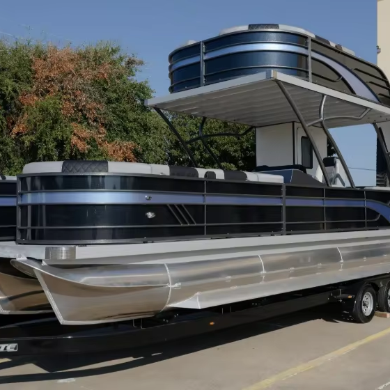 2025 Hot Sale Luxury 9m 30ft Double Layer Aluminum Pontoon Boat with Slide Outboard Engine Welded Workmanship for Sports
